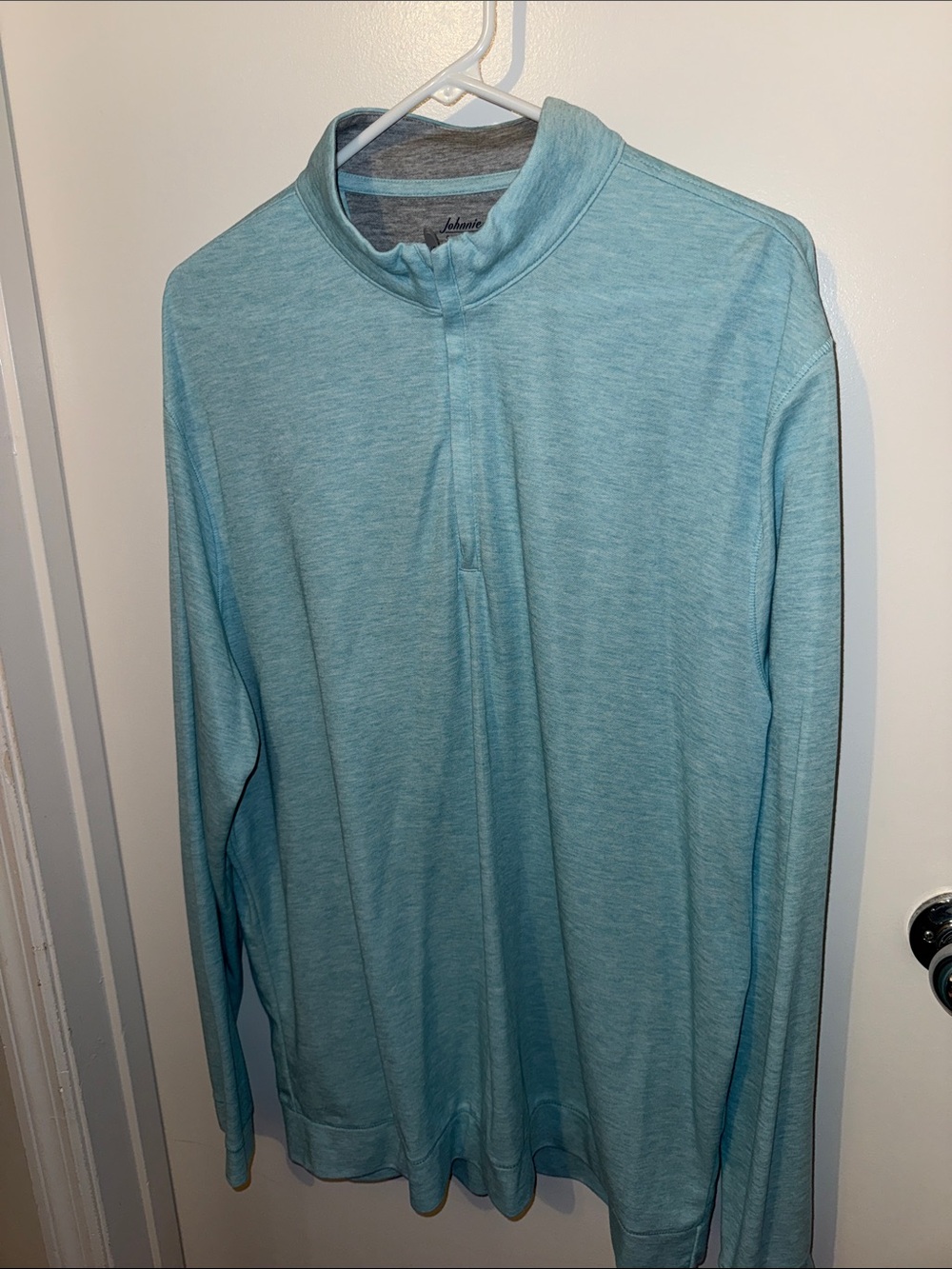 Men’s Johnnie-O Light Aqua Quarter-Zip Pullover Top